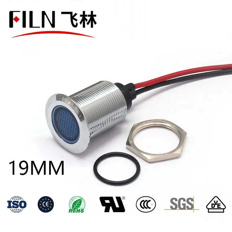 FILN Fulsh waterpof led lamp warning indicator light wiring terminal long body thread led 12v 220v 24v red green amber blue