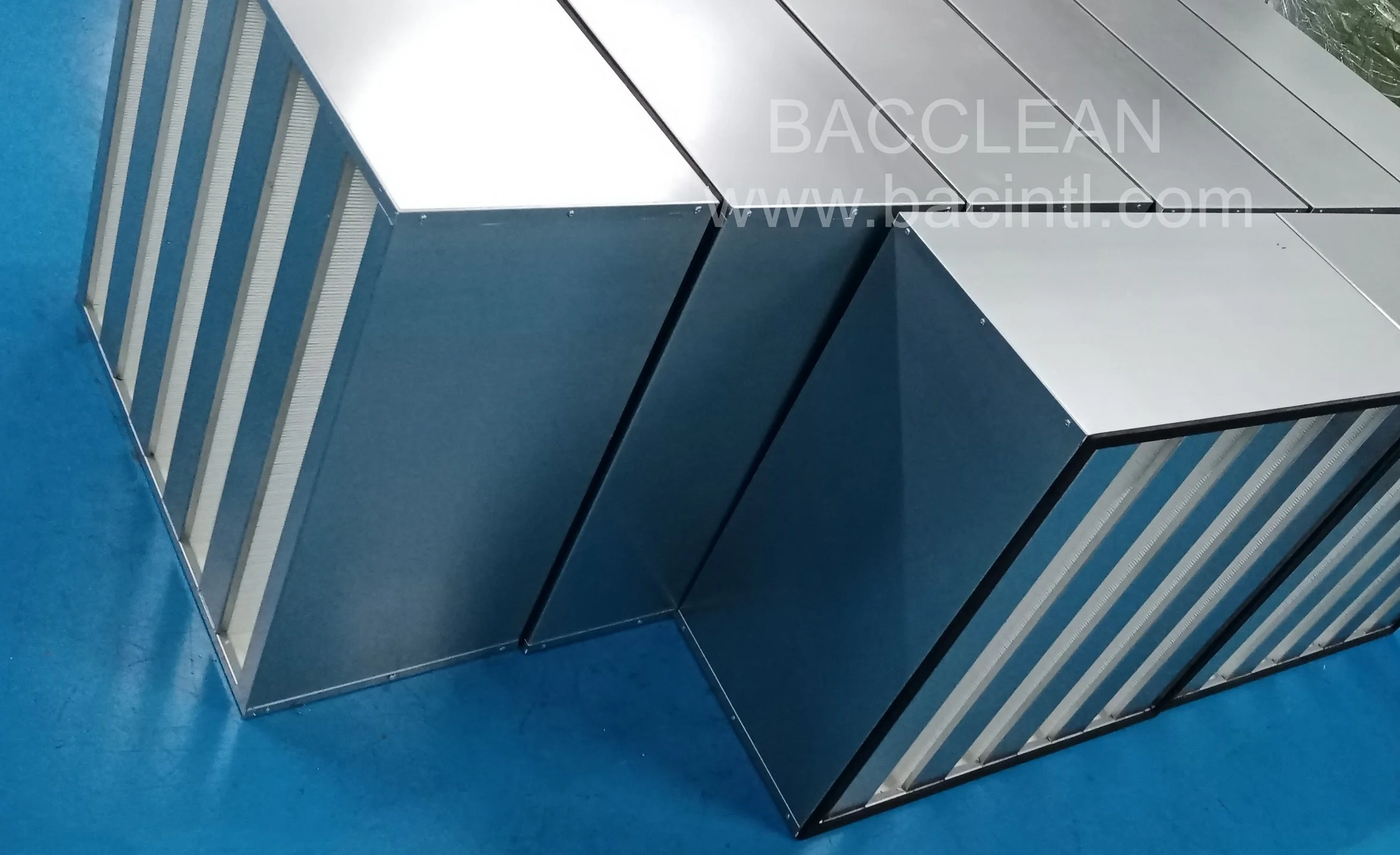 H14 V Bank Air Filter Big Airflow Stainless Steel Galvanized Frame Box Type Cleanroom HEPA Filter