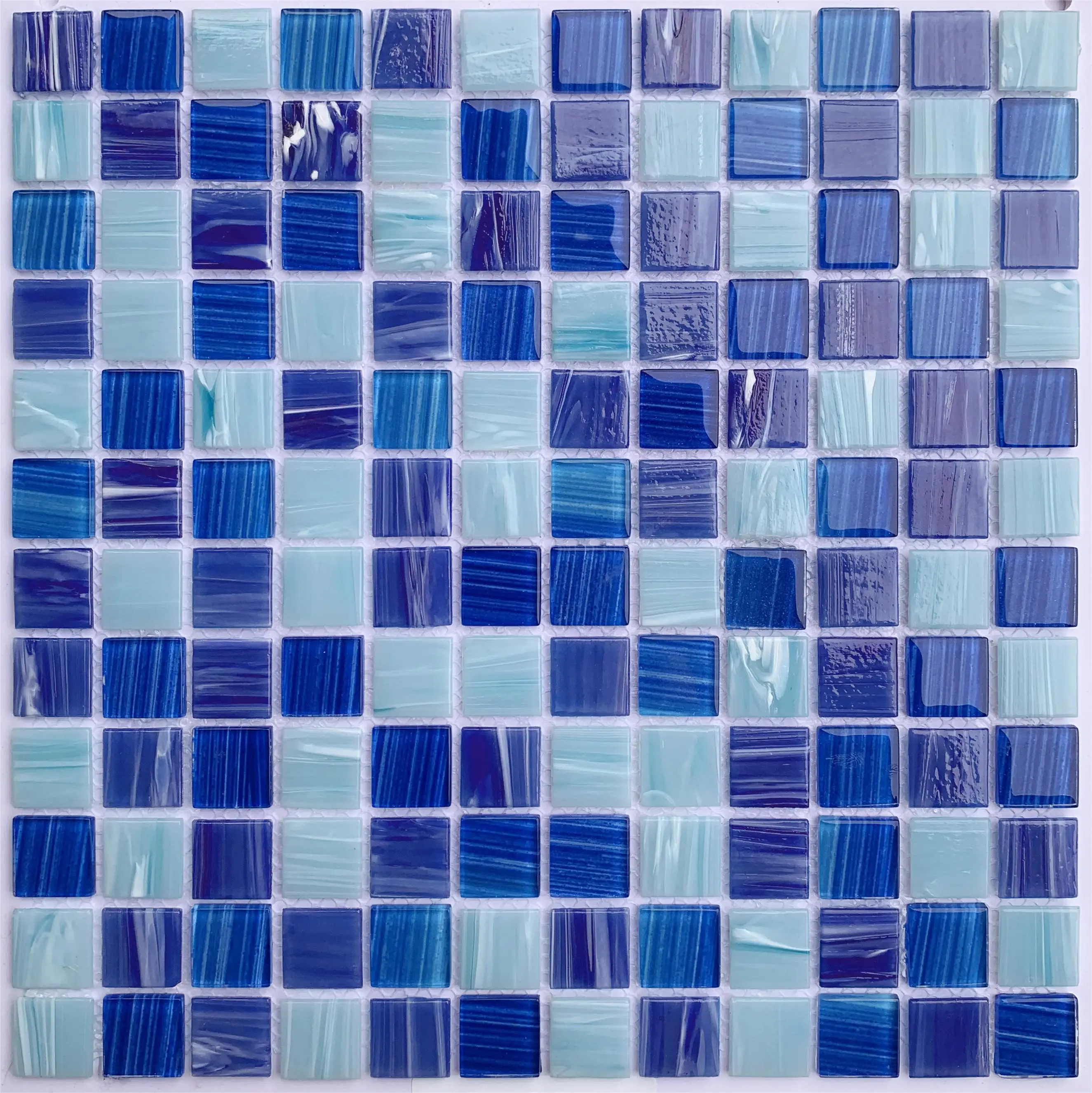 cobalt blue hot melt swimming pool tiles glass mosaic for villa