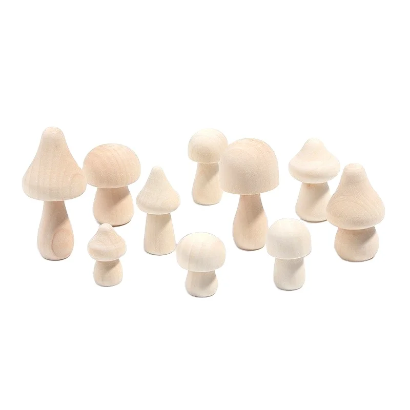 Creative wooden mushroom painted ornaments modern simple style home pendant solid wood small mushrooms