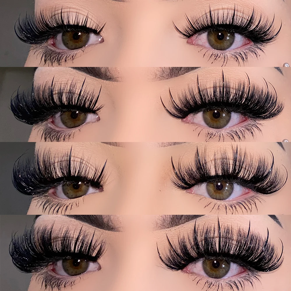 Fluffy Full Faux Mink Eyelashes  Vendors 15mm-25mmWholesale Mink Strip Lashes That Look like Eyelash Extensions Spiked Lash