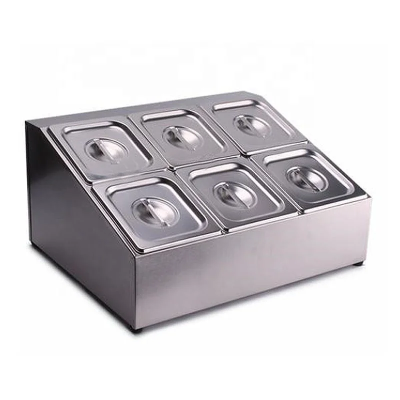 Double Row buffet commercial Six Grids stainless steel sauce food container GN pan holder