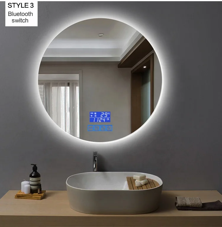 Горячие продукты, оптовая продажа, умное круглое настенное зеркало для отеля, светодиодное зеркало с сенсорным экраном