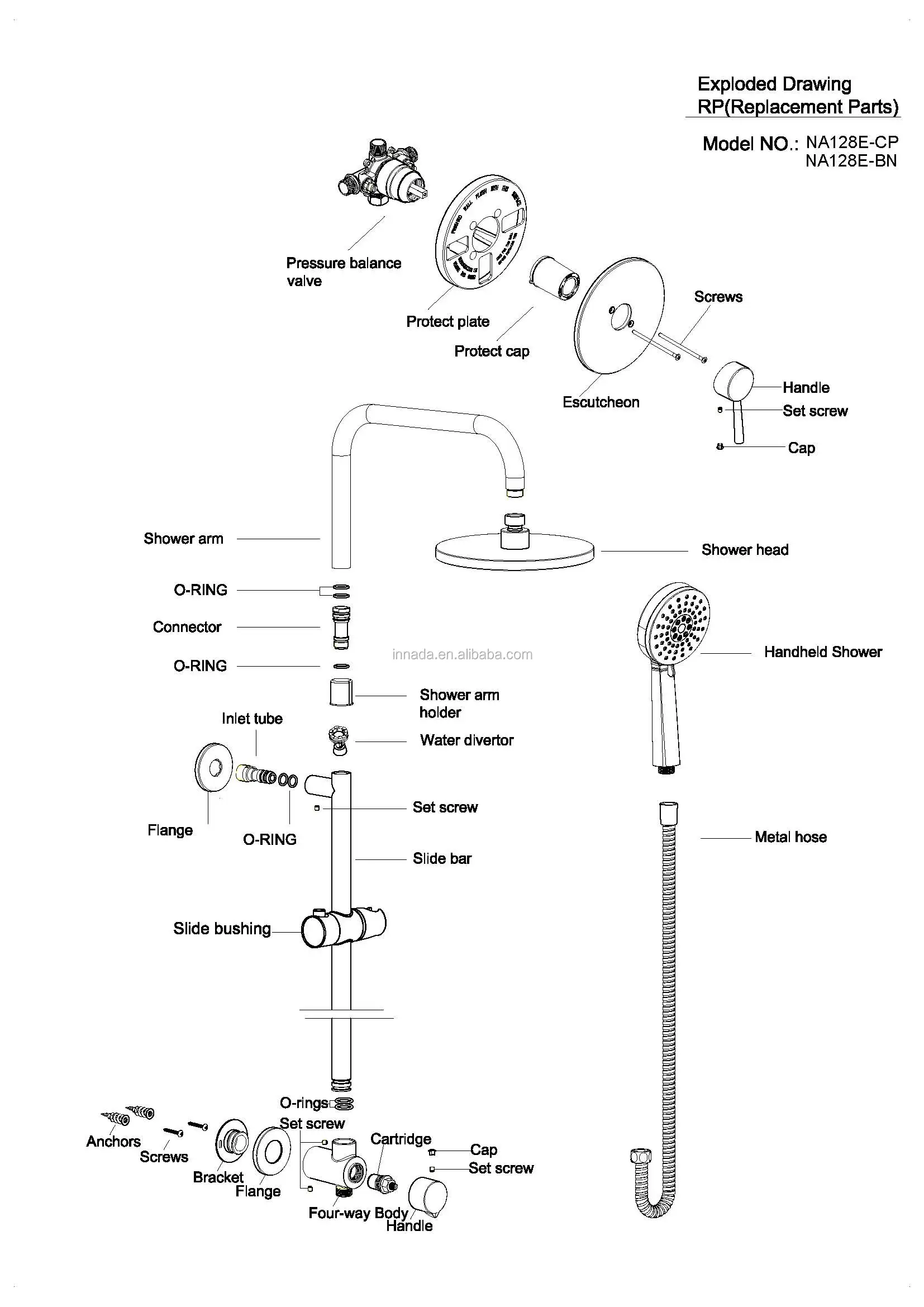 2019 INNADA brand CUPC shower Fixture,  Shower Room Bath and Shower  Faucet  Plumbing Fixture