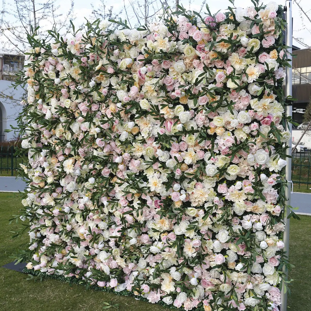 5D Simulation Artificial Flower Row Wall Background Fabric Bottom for Outdoor Wedding Decoration Stage Layout