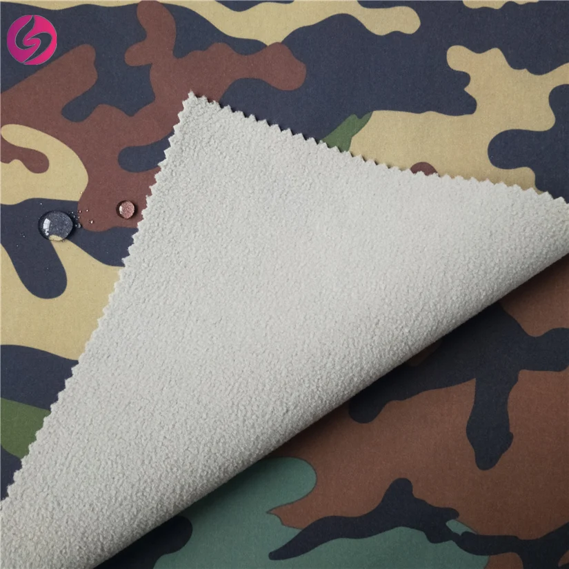 Wholesale Polyester TPU Bonded Waterproof Breathable Soft Shell 4 Way Stretch Camo Print 3 Layer Softshell Jacket Fabric