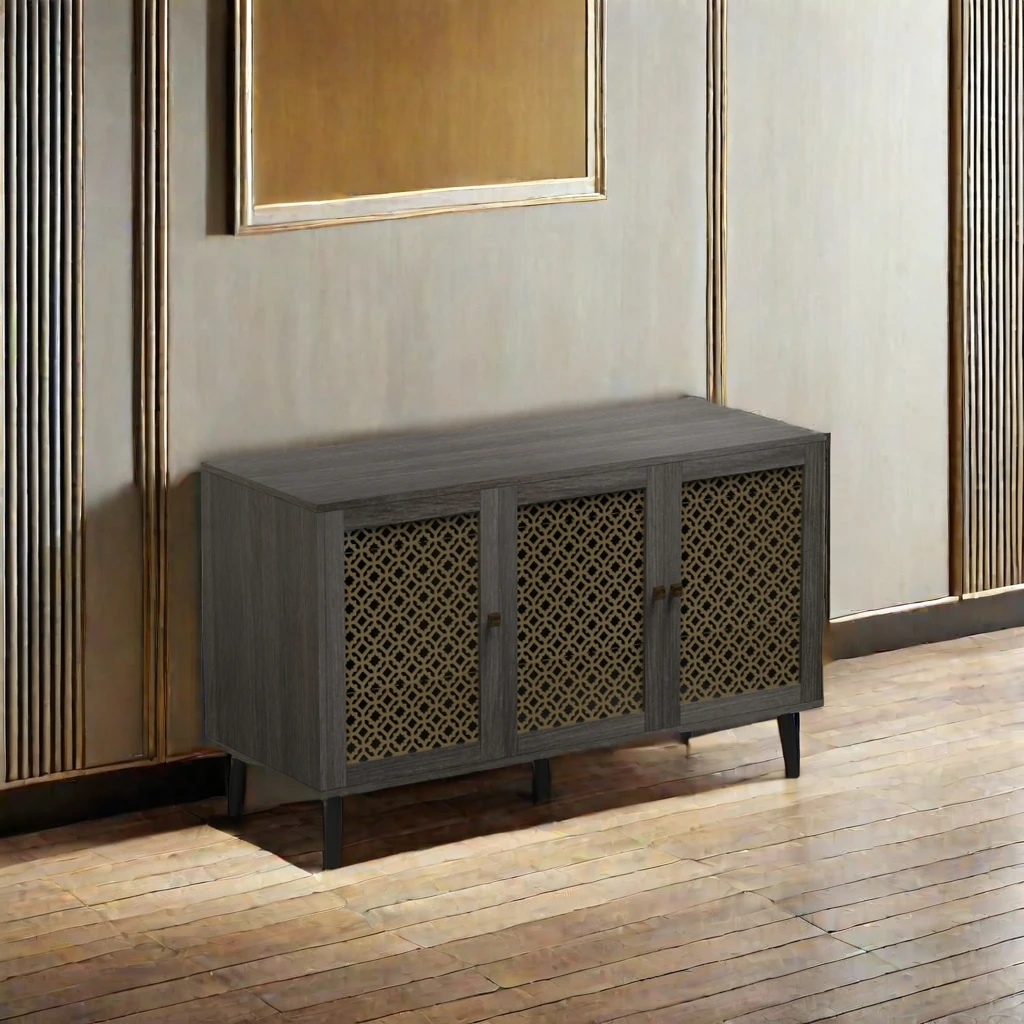 2024 New Design Modern Luxury Oak Entertainment Wall Unit Home TV Stand Meuble for Hall Home Bar Entry Apartment