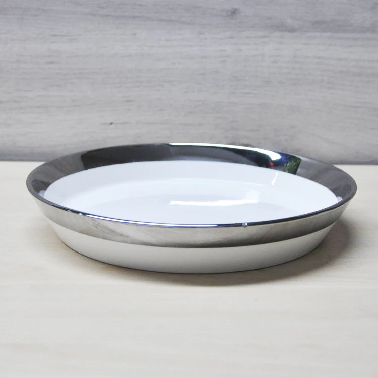electroplated gold silver plate fruit salad dessert steak ceramic wedding dinner plates, High Quality salad dish plates