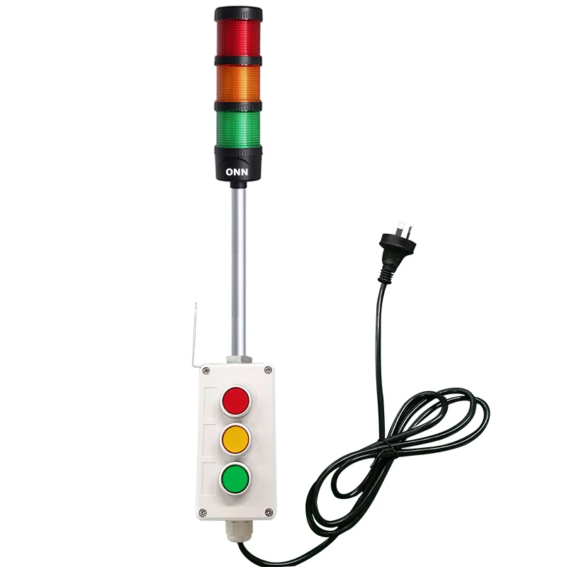 ONN-M4 1-5 Layers Manually Operated Led Andon-Light Signal Tower Warning Light With Control Button 12V/24V/100-240V
