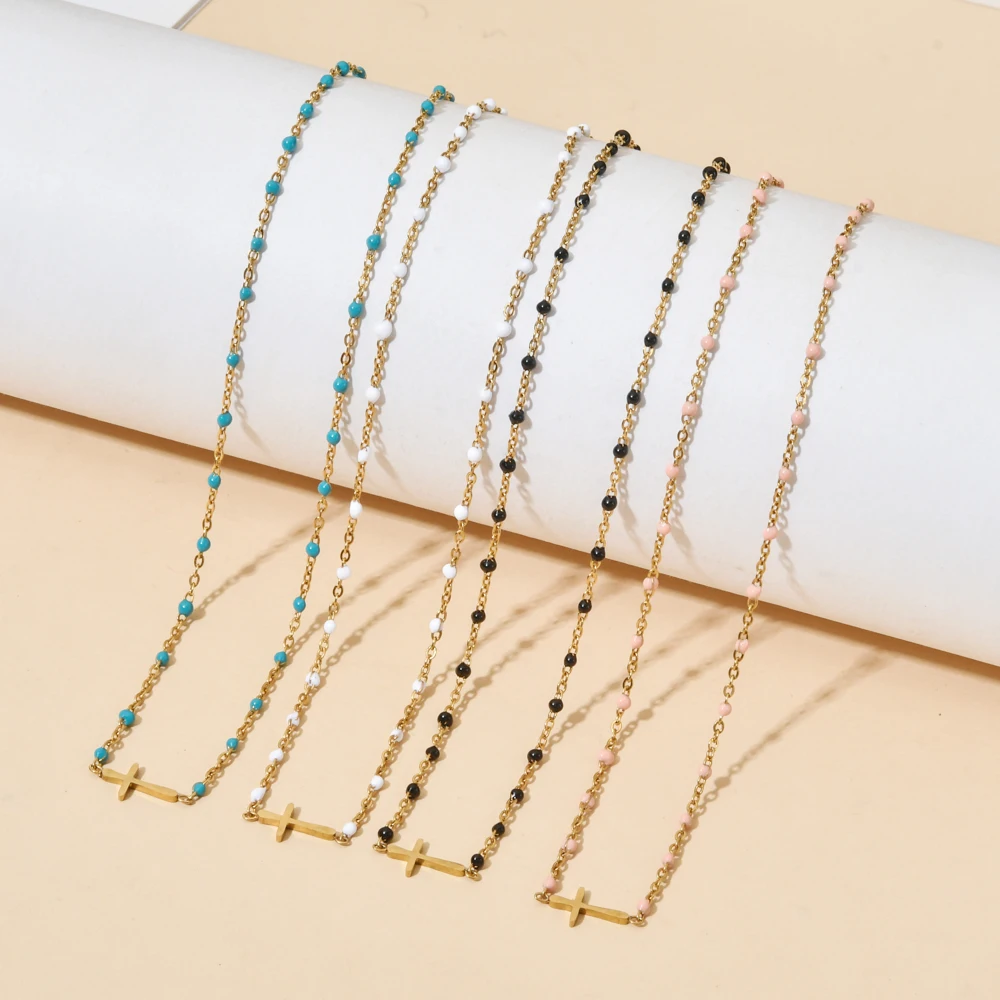 Thin Chain On The Neck Minimalist Pendant Jewelry Chocker Collar For Girl Women Neck Chain Cute Cross Choker Necklace