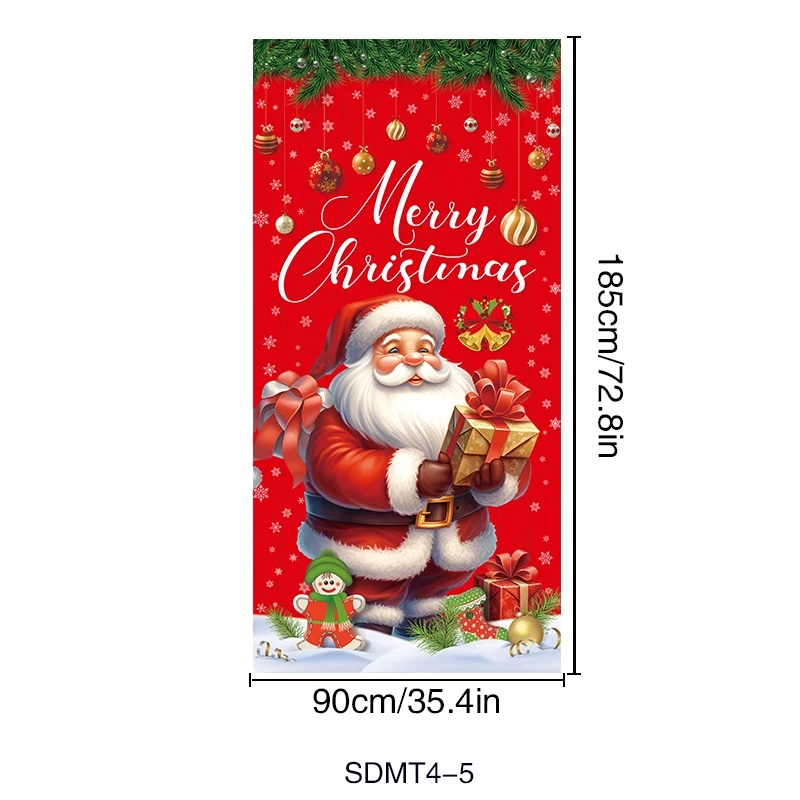 2024 Christmas Door Cover Decoration Christmas Santa Claus Door Cover Xmas Hanging Background Banner For Home Front Door Holiday