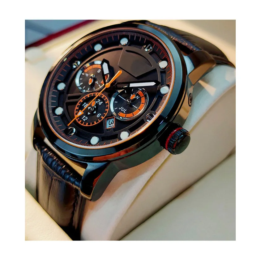 Top grade stainless steel case complete calendar Miyota movement leisure men mechanical wristwatch