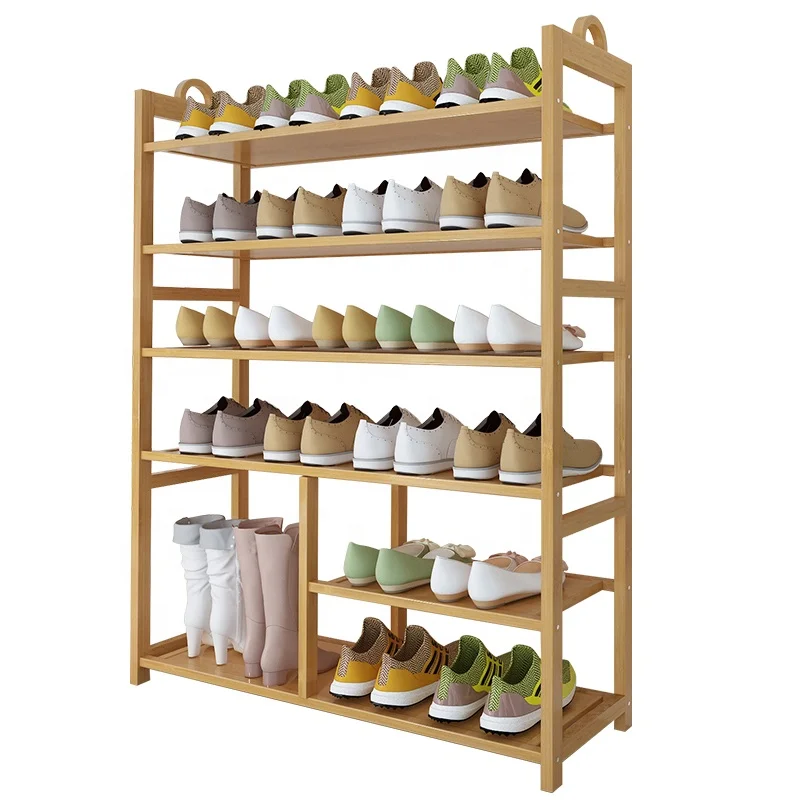 
Haichuan New style 6-Tier 2020 hot selling bamboo wooden shoe racks furniture shelf low factory price 