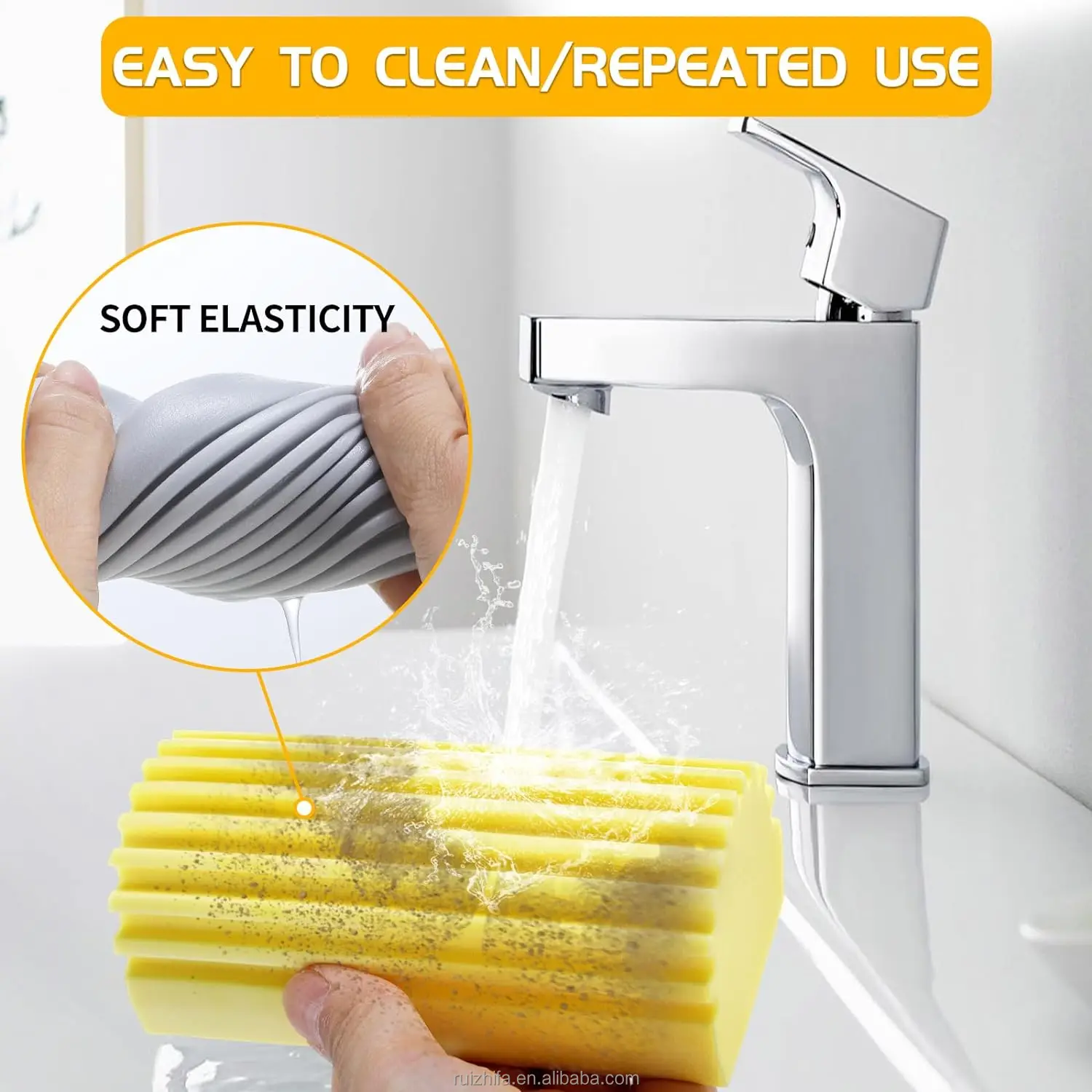 Household Cleaning Magic Bath Sponge High Water Absorption Pads Colorful Wet PVA Washable Microfiber Sponge