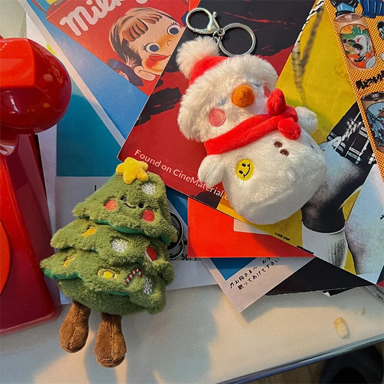 Customized Mini Stuffed Toys Soft Pillow Christmas Keychain Cute Doll Teddy Christmas Pillow