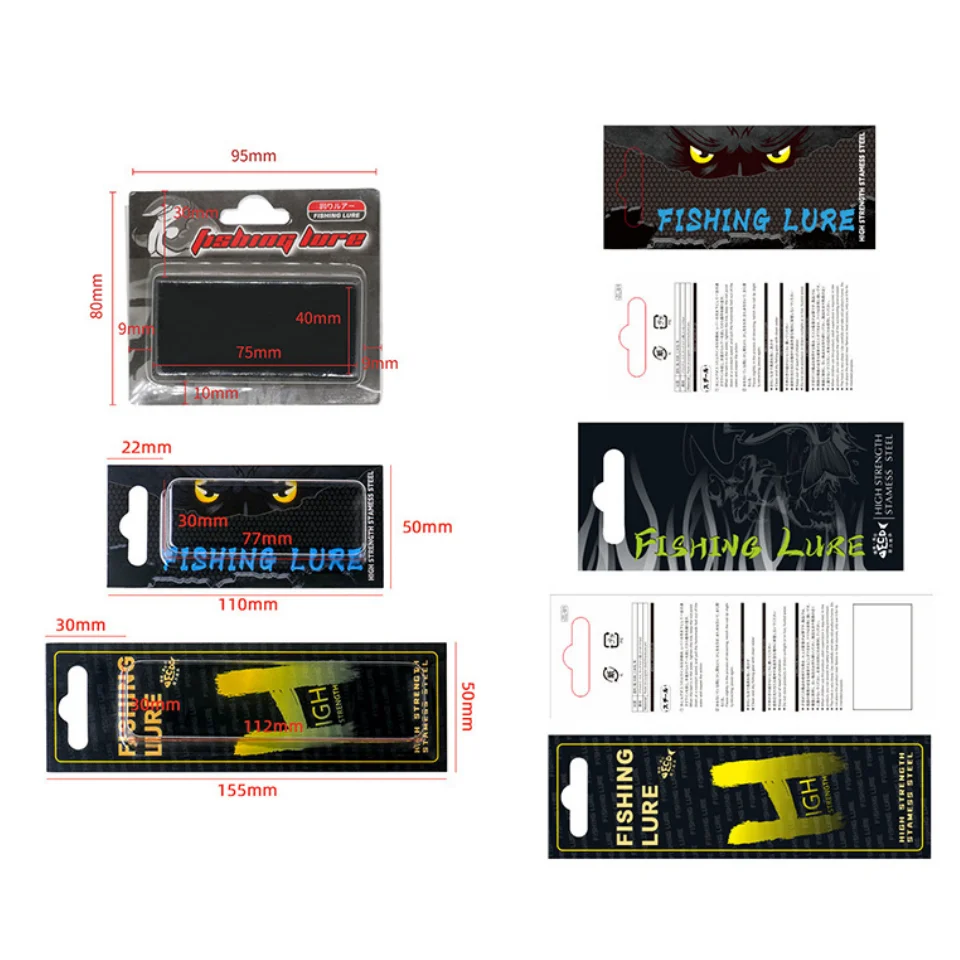 Custom bait bag PVC PET Clear Sliding Blister Card Fishing Lure Packaging With Sliding Paper Cardabord