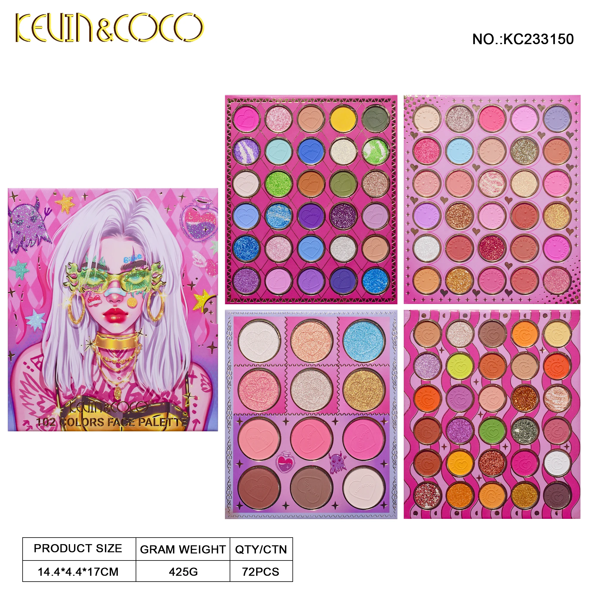 2023 Kevin Coco New Arrival all in 1 Cool Girl palette lipgloss  Long Lasting high pigment eyeshadow  sombra de ojos