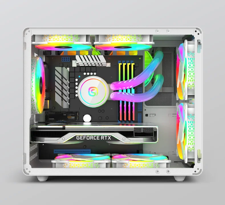 Caja Gaming ATX Cristal Templado Ventiladores ARGB Disponible en Tres Colores Black Computer Case & Tower