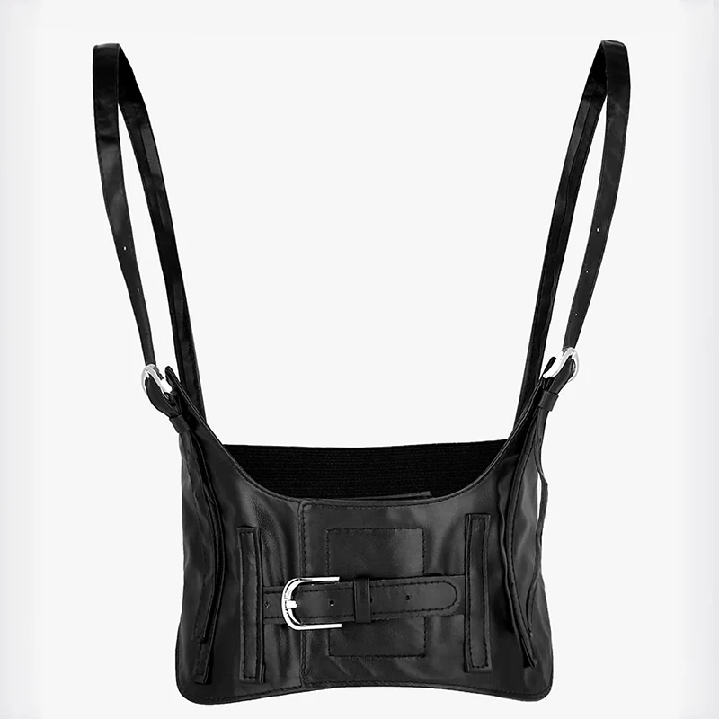 2022 Latest Product Vintage Belt Jacket Straps Adjustable Elastic Leather Suspender Black Corset Suspenders