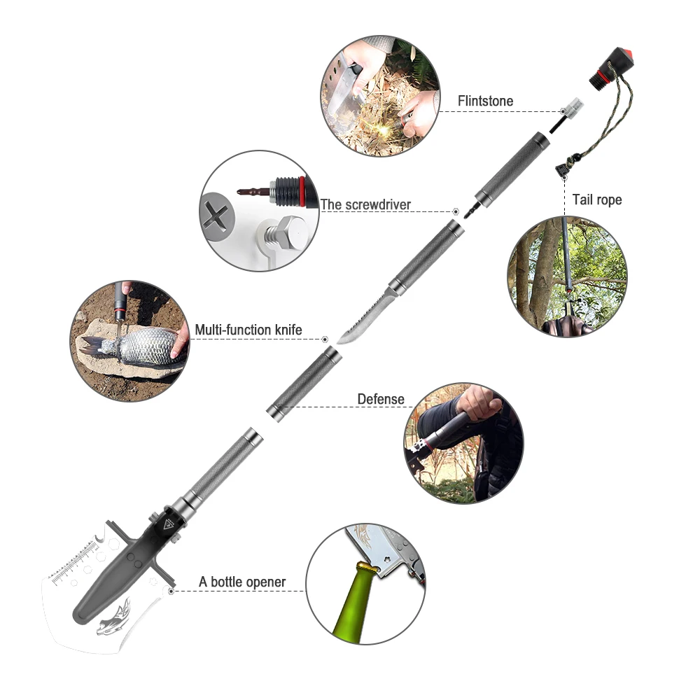 
Outdoor stainless steel and aluminum multifunctional shovel/survival shovel RB-G09 
