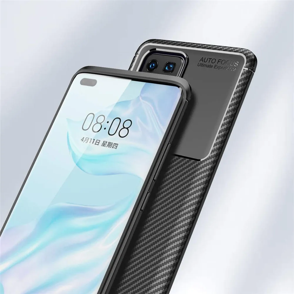 Laudetc Carbon Fiber Brushed TPU Silicone Soft Case for huawei p40 p40 lite p30 p30 pro mate 30 for huawei model
