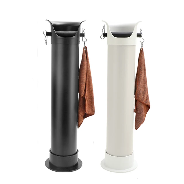 Large Capacity Floor Standing Coffee Grounds Bin - Commercial Espresso Knock Box with Bundle Garbage Bag and Rag for Cafe Shop,