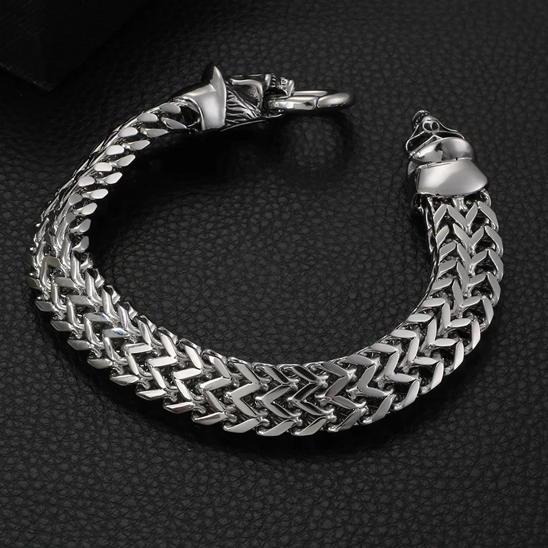  12mm Heavy Silver Plated Cuban Link Chain Bracelet Stainless Steel Mens