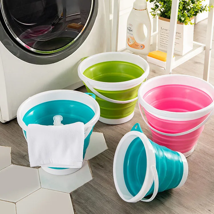 Hot Sale Reusable Folding Water Bucket 5l 10l Portable Silicone Folding Water Washing Bucket Plastic Collapsible Bucket