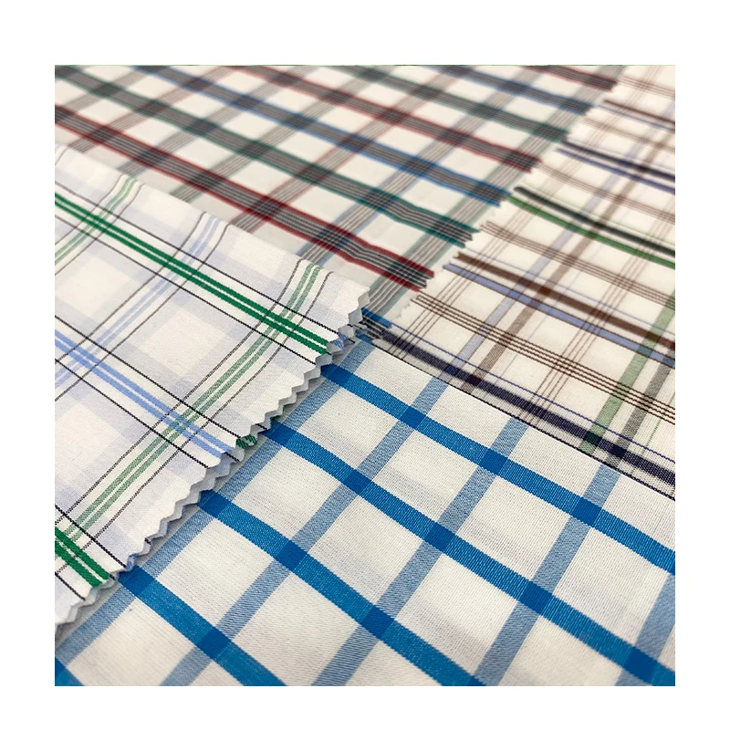 stock plaid cotton fabric textile raw material