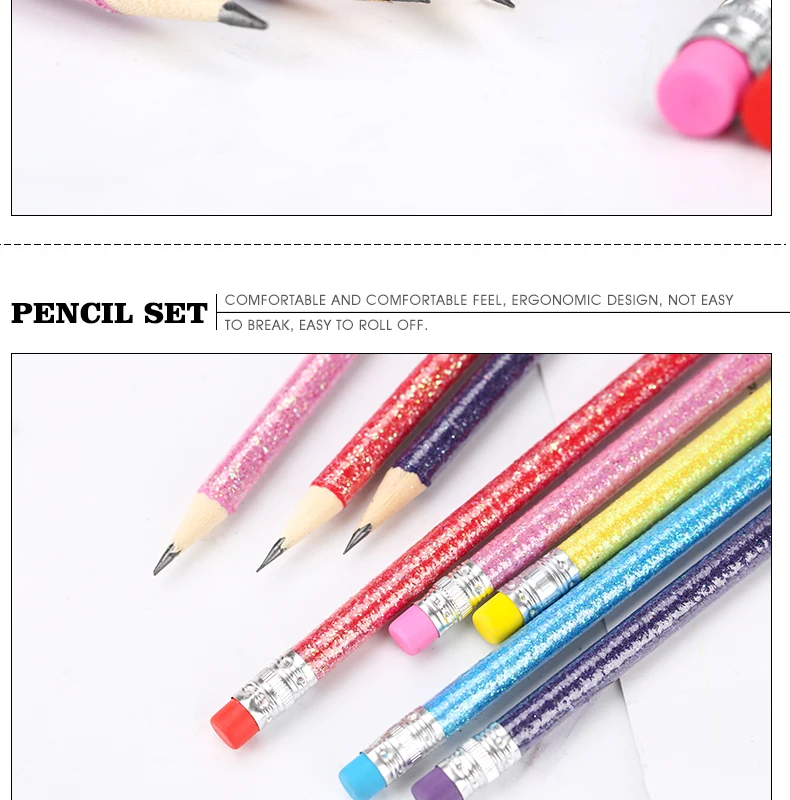 
2020 hotsale bulk customize glitter HB pencil with eraser 