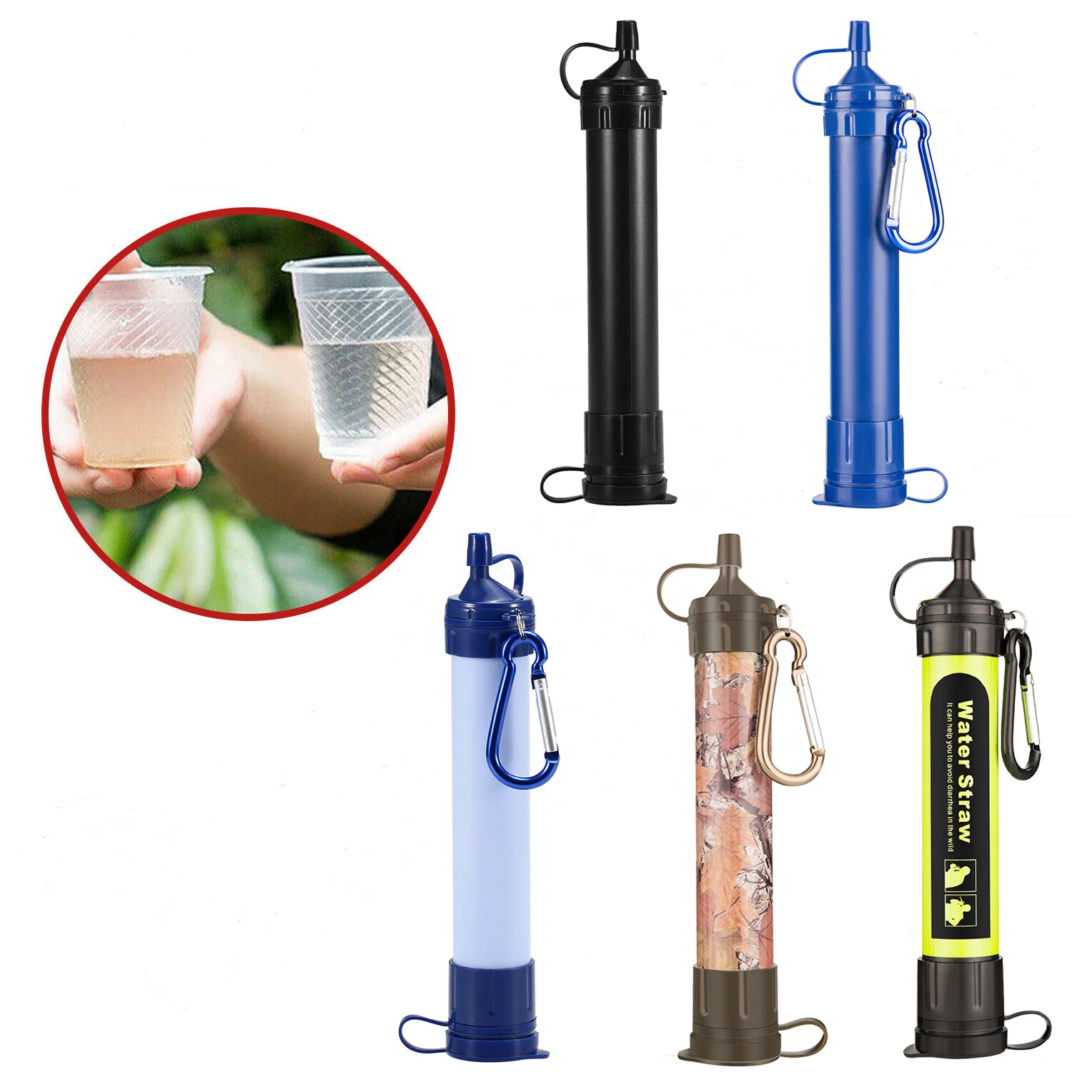 Camping Hiking Portable Sterilization Water Purifier Straw Emergency Personal Water Filter Straw Outdoor Water Purification
