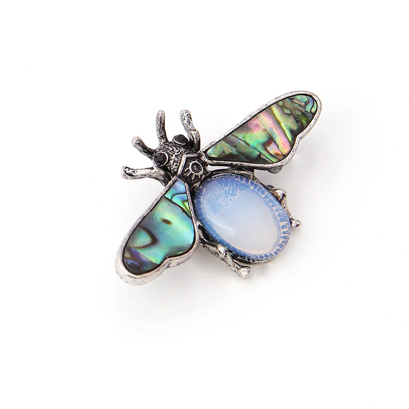 V&R Fashion jewelry custom  silver brooch pin cute insect shape with resin wing vintage design for women bee brooch pin