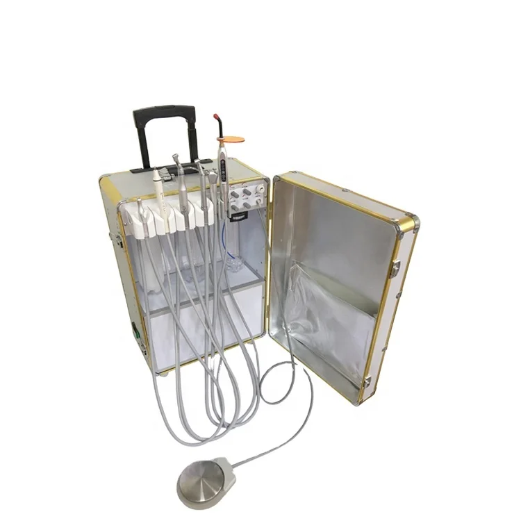 Hot Sales Portable Dental Unit Mobile Mini Suction Air Compressor Dental Chair can add ultrasonic scaler LED curing light