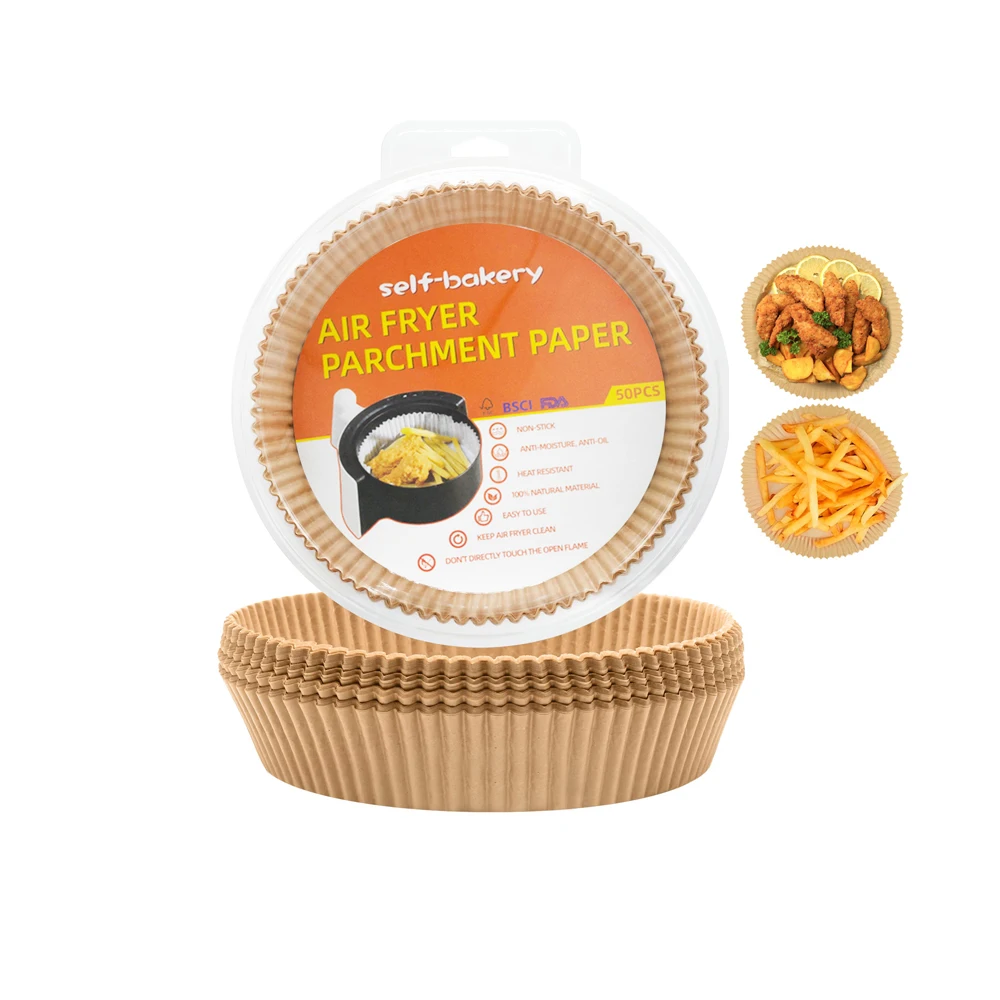 Hot sale round shape frying parchment paper easy clean Multi function deep frying Rectangular air fryer disposable paper liner