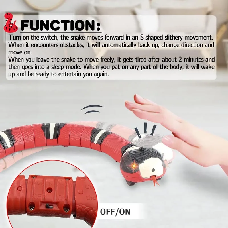 Interactive Sensing Snake Tease Cats Funny Rechargeable Accessories Pet Dogs Play Automatic Cat Toys