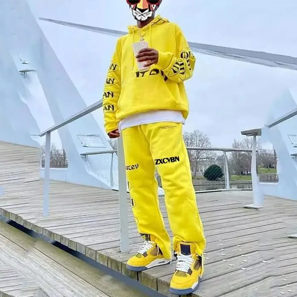 High Quality cotton blank plain men tracksuit heavyweight oversized sweatsuit Sets unisex custom plus size jogger