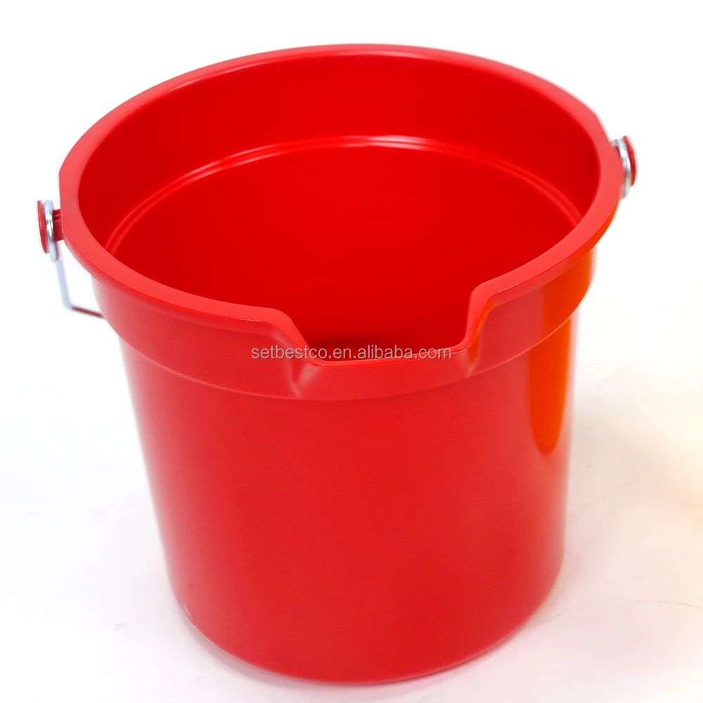 10QT 14QT Plastic Cleaning Bucket with Spout and Metal Handle