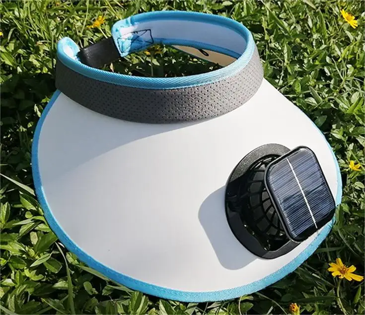 High Quality Summer Outdoor USB Adjustable Size Solar Charging Fan Sunscreen UV Protection Wide Brim Unisex Visor With Strap