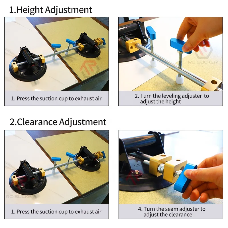 Stone Seam Setter Manual Rubber Vacuum Leveling Setter for Joint with 8 Inch Suction Cups
