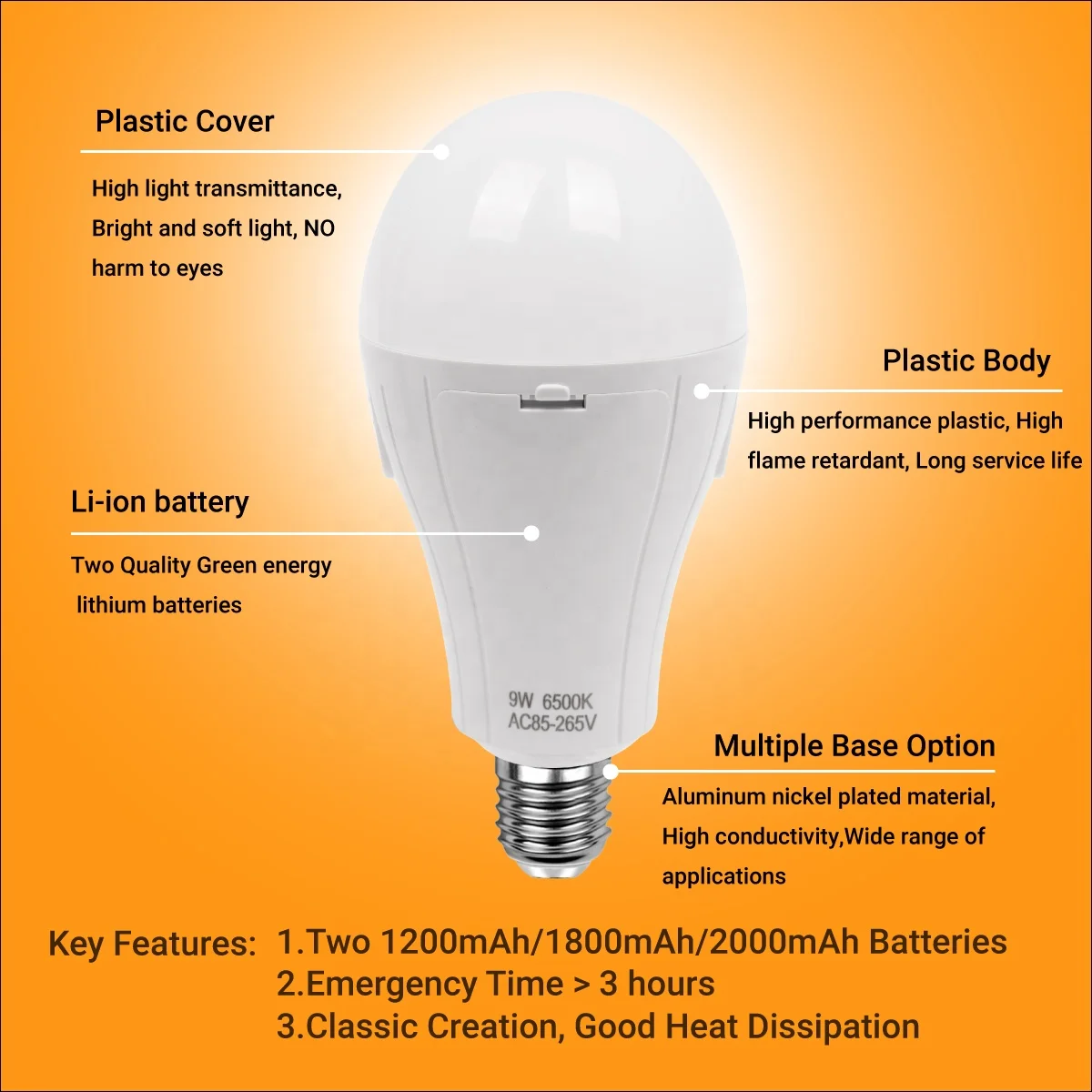 Factory Direct Sale Super Bright Portable 15W 18W  Led Emergency Bulb Rechargeable For Power Failure