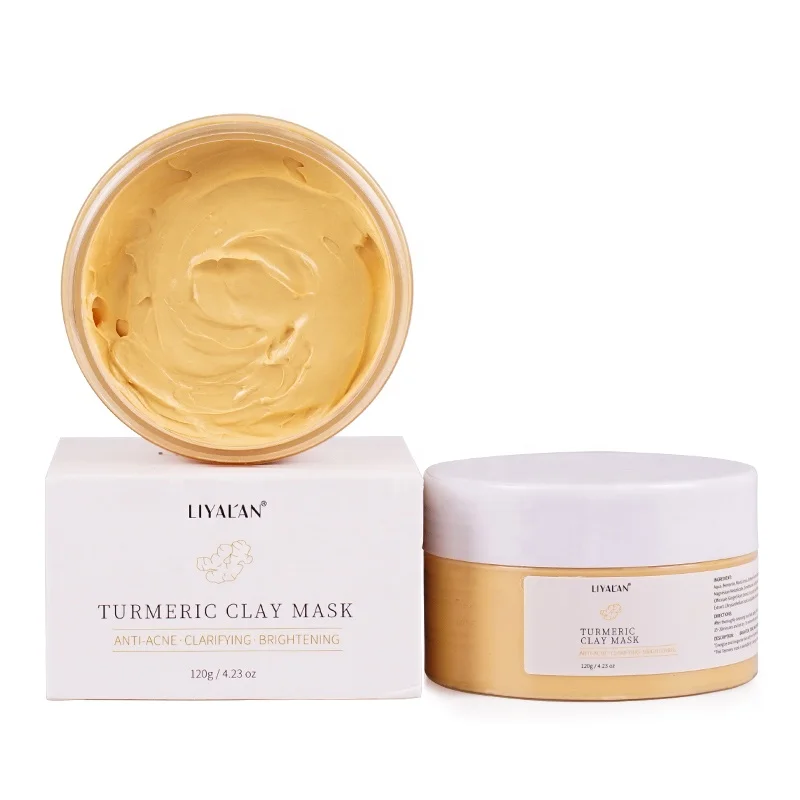 
New Arrivals 2021 Beauty Tumeric Skin Care Natural Betonite Mud Vitamine C Anti-acne Blackhead Turmeric Face Clay Mask 