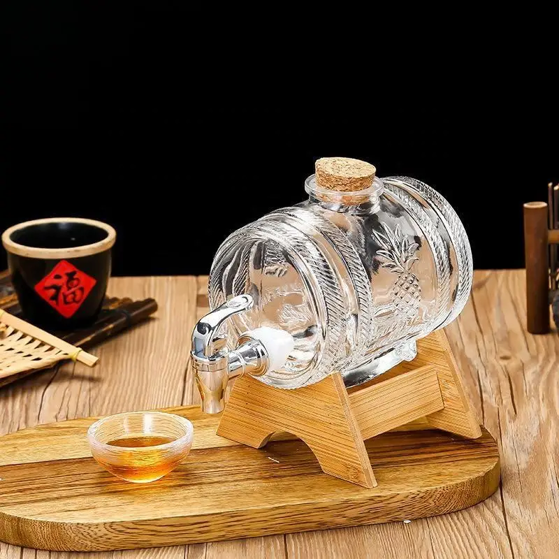 Оптовая продажа 1L 2L 3L стеклянная бочка для вина с смесителем из нержавеющей стали