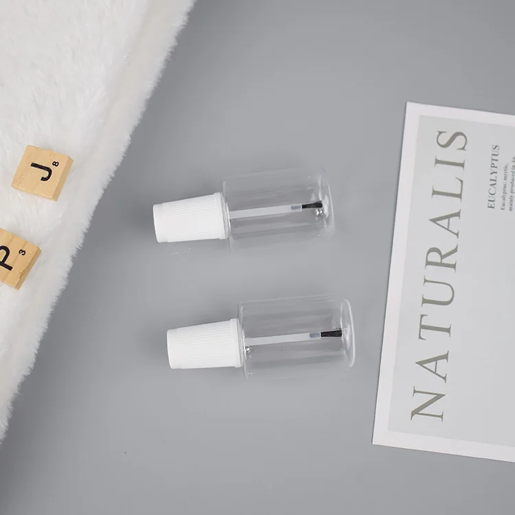 100pcs 20ml Small empty nail polish plastic bottles with brush white cap and mixing balls for nail art sample