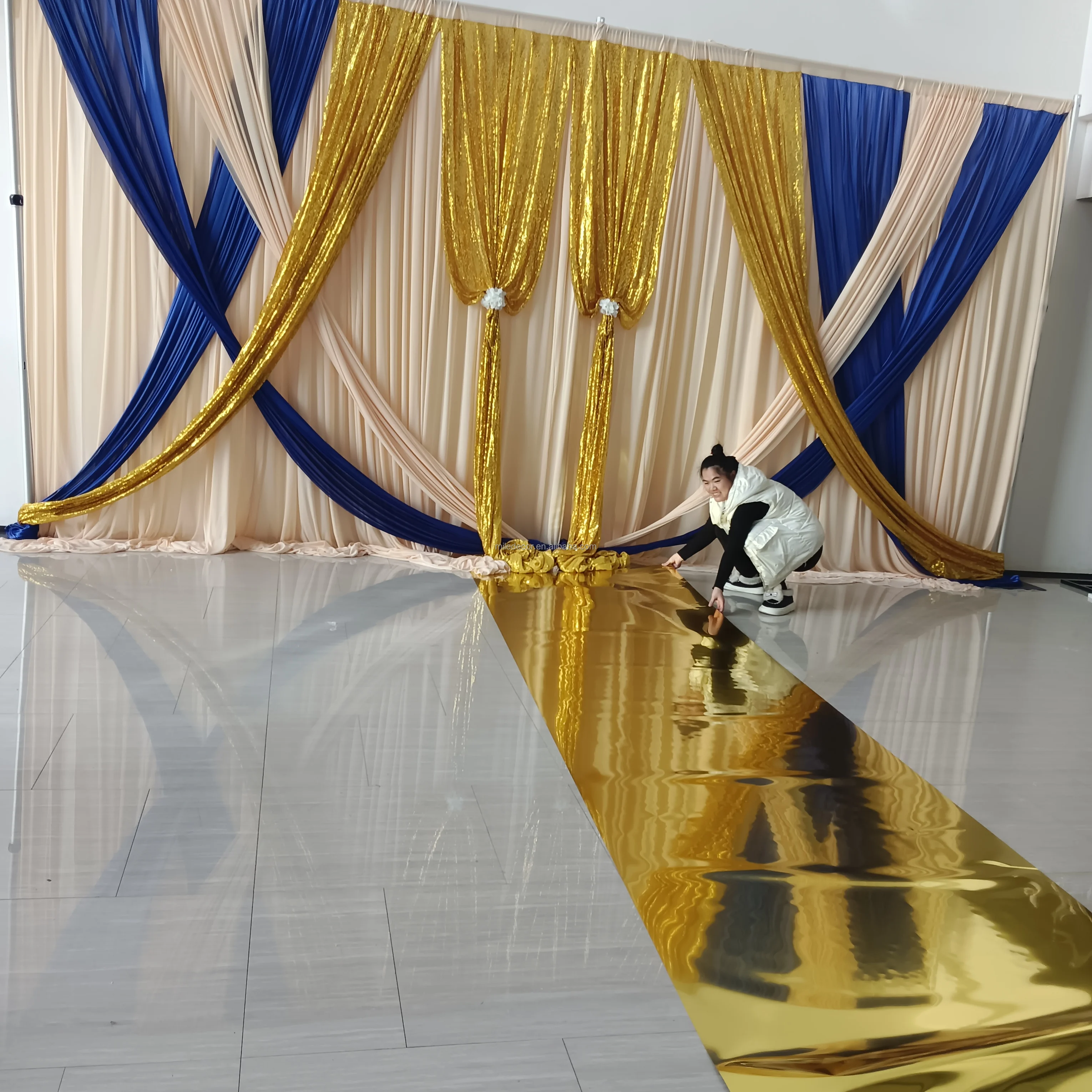 Premium Pipe Drape Products Wedding Curtain  Wedding Backdrop 3m*6m Marriage Stage Curtain For Event