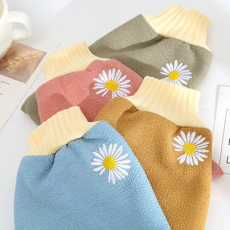 Махровая ткань с вышивкой, однотонная Маргаритка, бытовая двухсторонняя грязь для потирания, детская варежка для ванны, перчатки для ванны