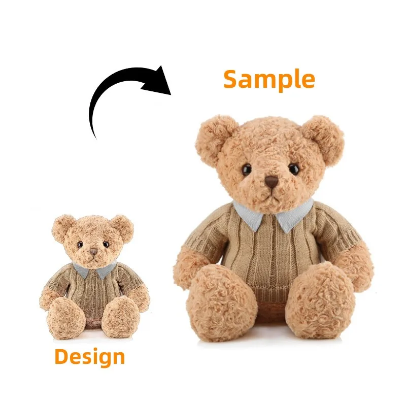 Teddy Bear Wholesale Custom logo Brand Clothes Wholesale Brown Teddy Plush Bear Toy For Kid Gifts