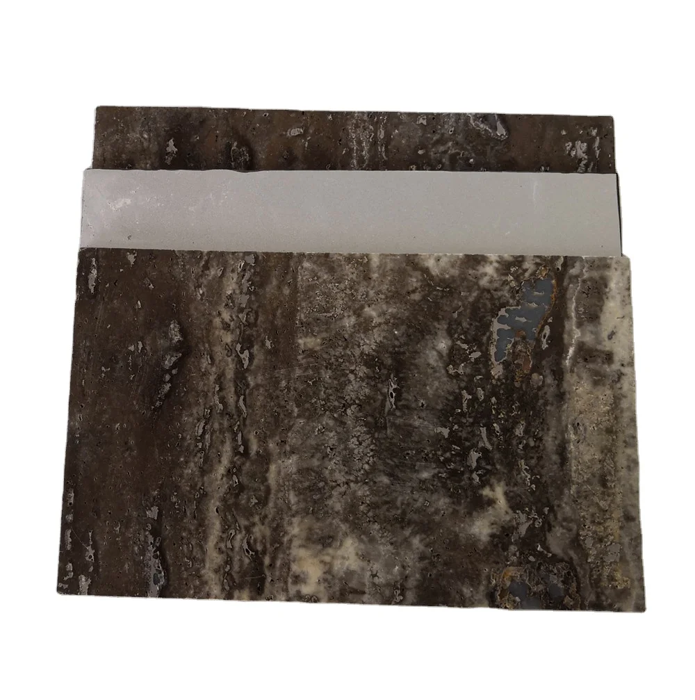 ACM ACP Backed Silver Travertine Thin Marble Panel Aluminum Composite Panel for Wall Decoration
