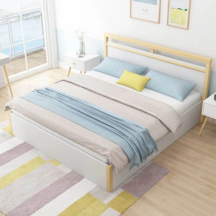 
2021 New Design Solid Wood Double bed For Bedroom Furniture 