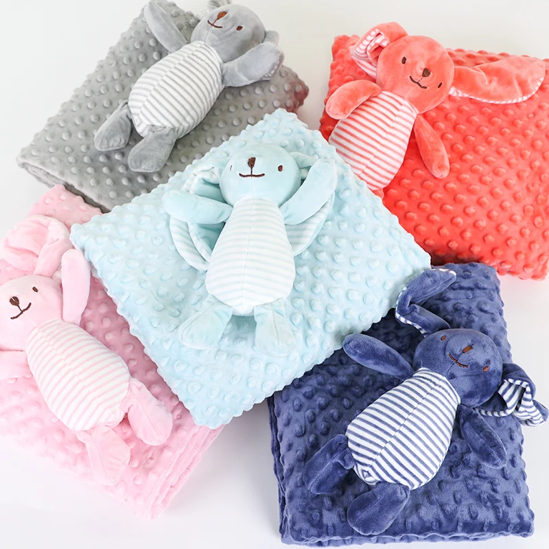 Custom 100% Polyester Dot Minky New Style Soft Baby Blankets Baby Fleece Plain Security Blanket Fleece Others Blanket