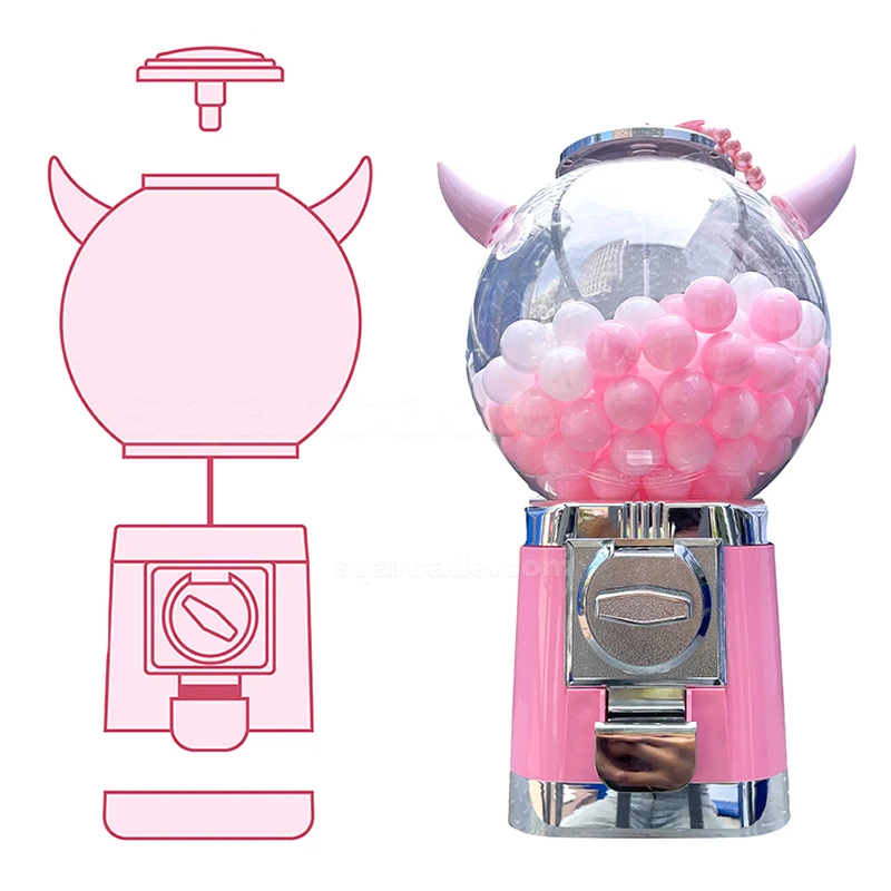 Custom Small Coin Operated Ball Toy Doll Surprise Egg Twisting Mini Pink Capsule Vending Game Transparent Gashapon Machine